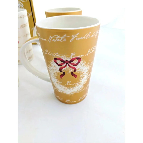 Maxwell Williams Christmas Wreath Mugs Box Set 4 Fine China Cups Coffee NEW - Picture 11 of 12